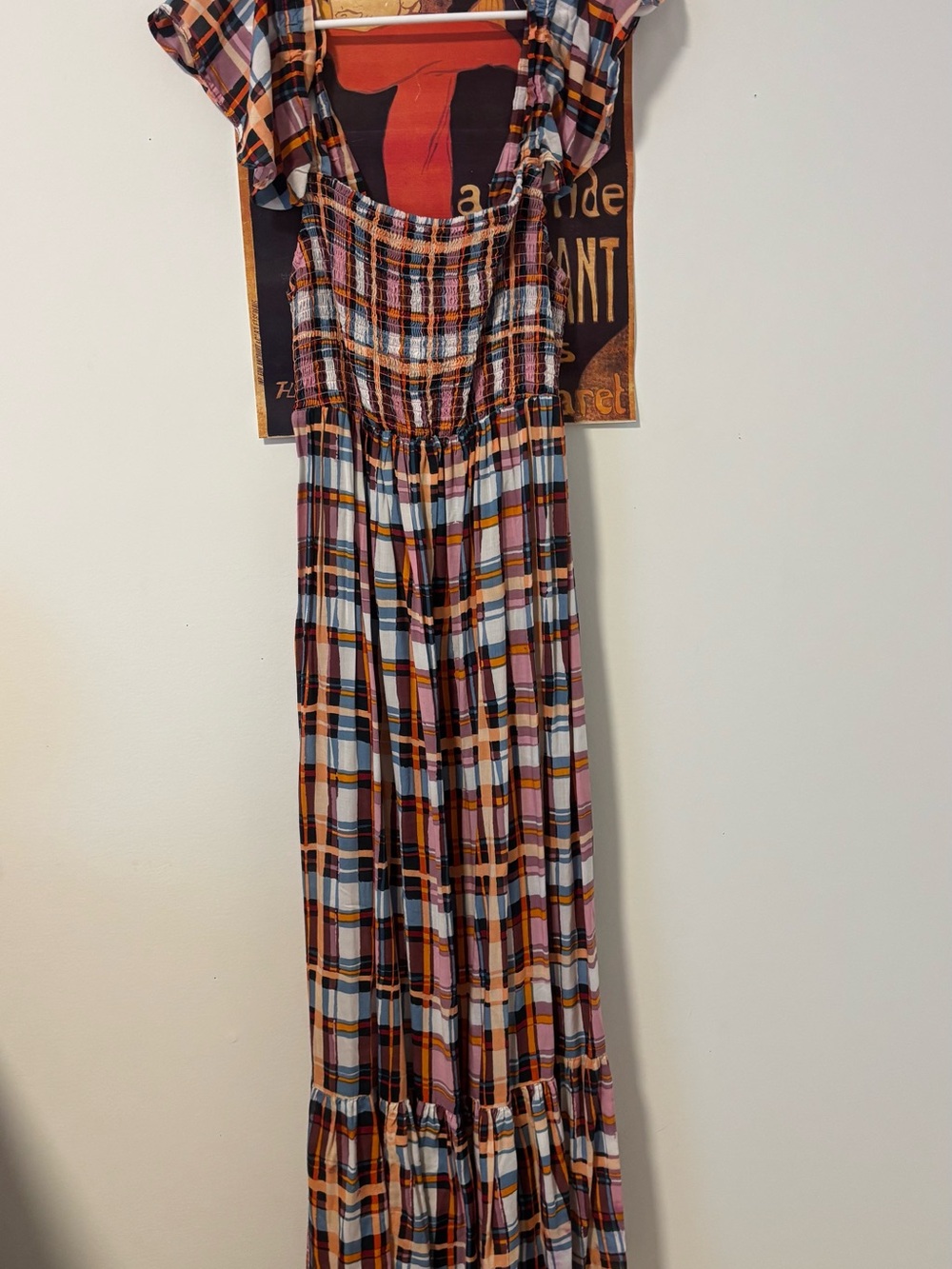 Anthropologie Plaid Maxi Dress in Rust, Pink & Blue